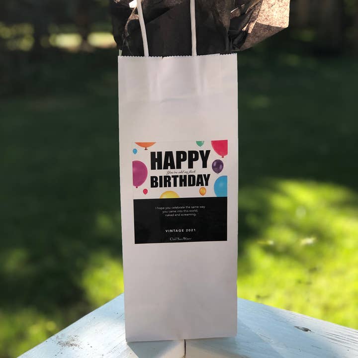 HBD: Naked And Screaming Wine Gift Bag for wholesale by Class With Sass Party Decor