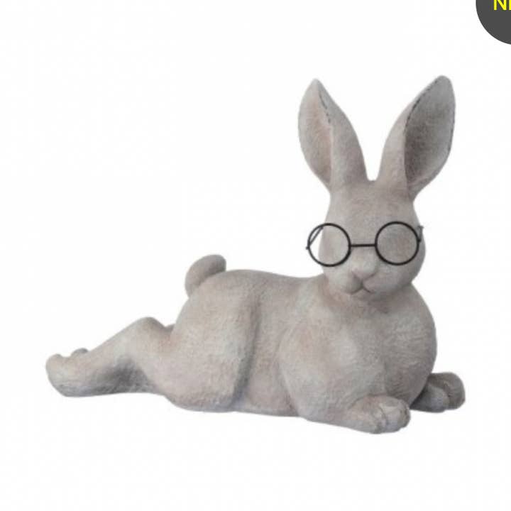 Dunn Deals - Wholesale Decorative Figurine - 15" RESIN SITTING BUNNY W/ GLASSES INDOOR / OUTDOORS0