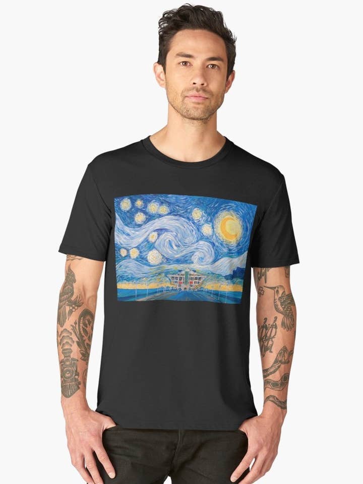 Píer de St Pete E A Noite Estrelada, Vincent Van Gogh Inspiration. Arte, Print, T-shirt Premium Masculina, Lembrança por atacado de SAVAQ