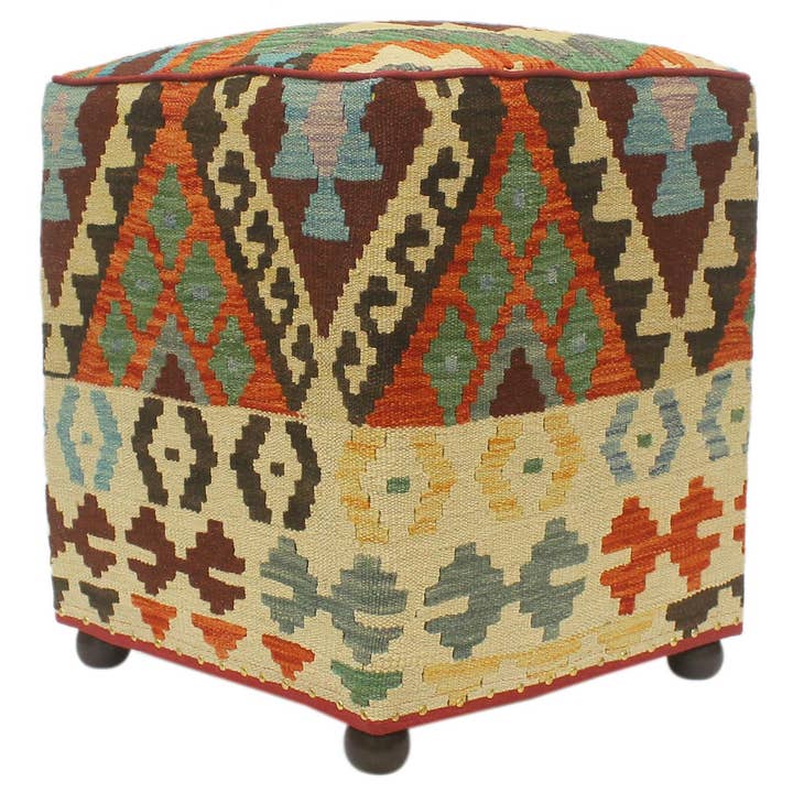 Arshs Fine Rugs - Wholesale Pouf - Urban Alyson Handmade Kilim Upholstered Ottoman