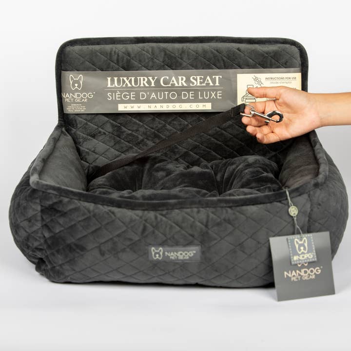 NANDOG Car Seat Quilted Micro-Fleece (Dark Grey) for wholesale by Nandog Pet Gear Florida Authorized Reseller