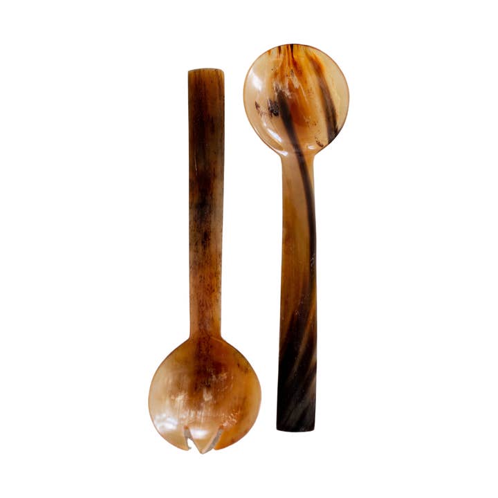 Hand Cut Horn Salad Servers for wholesale by Luxe B Co