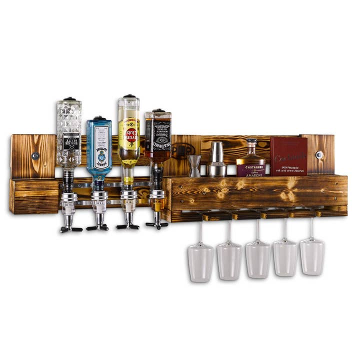 PP Perfect Pallets - Wholesale Bar Cart - Wine bar/ Schnapps bar with pallet wood bottle holder1