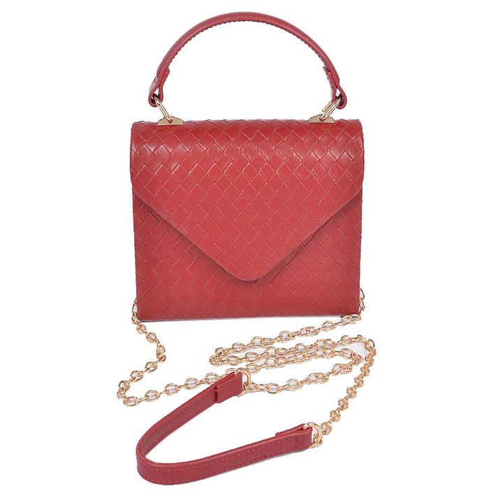 Mala a Tiracolo em Pele Vegan Entrançada Borgonha Sophia por atacado de Timmy Woods Beverly Hills