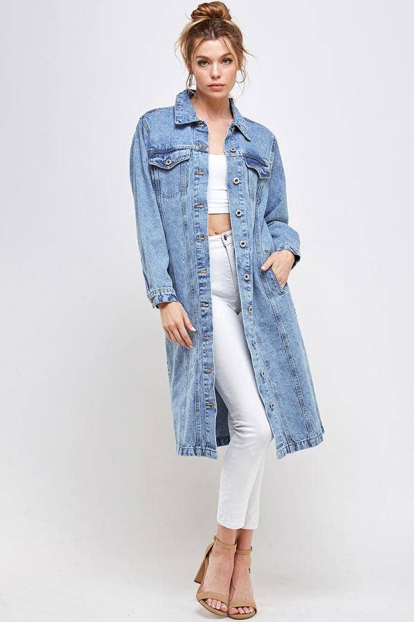 BLUE AGE – wholesale Denim jacket – Women's – Long Trench Coat Denim Jean Jacket (OPEN PACK)10