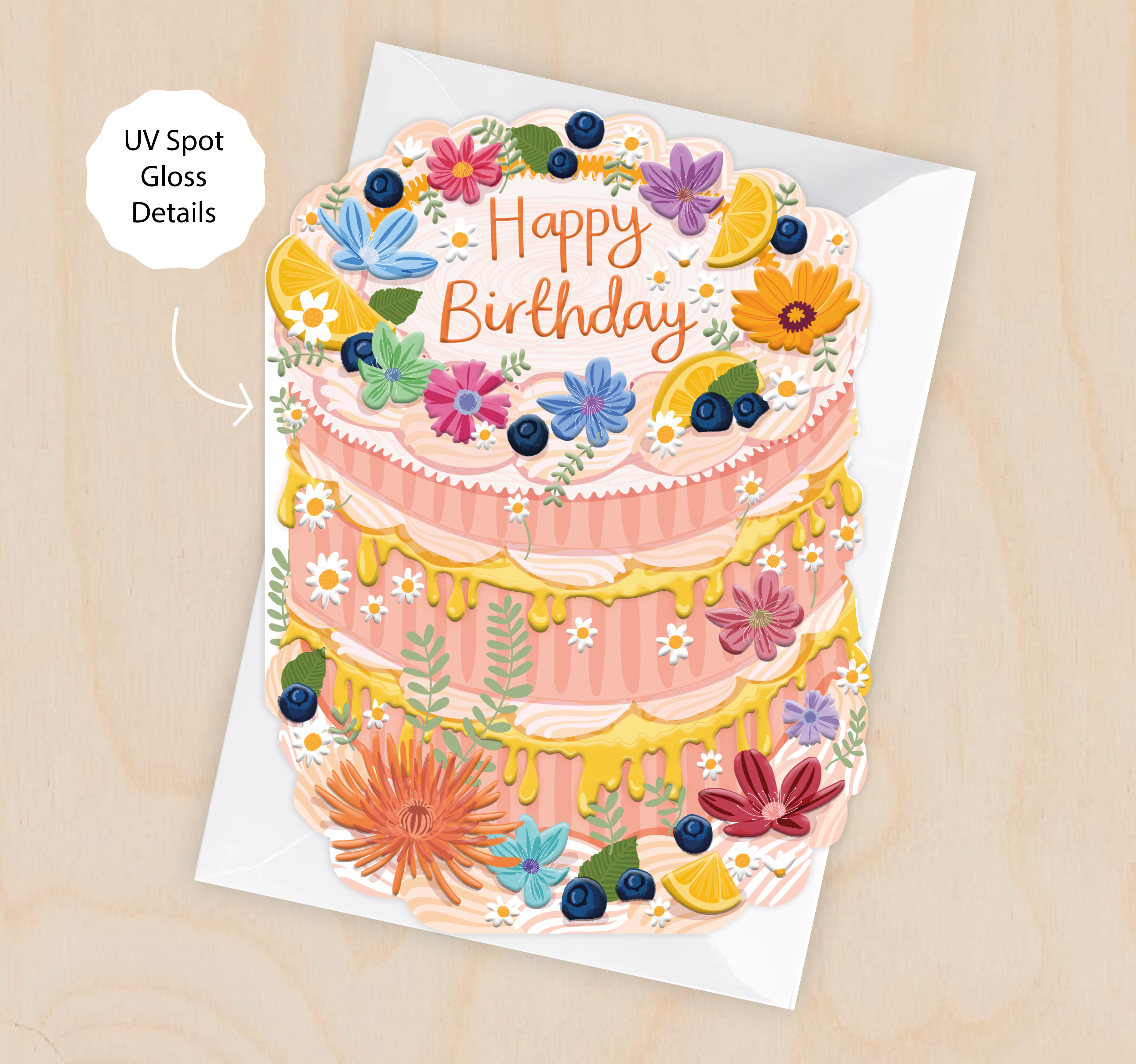Two For Joy Illustration - Wholesale Birthday Card - Happy Birthday - Birthday Cake Shaped Greeting Card1
