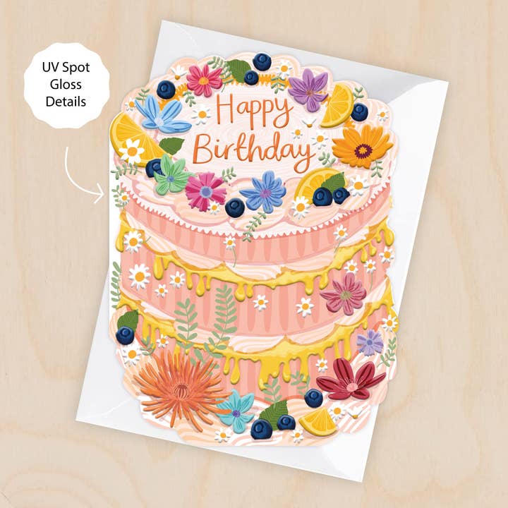 Two For Joy Illustration - Wholesale Birthday Card - Happy Birthday - Birthday Cake Shaped Greeting Card1