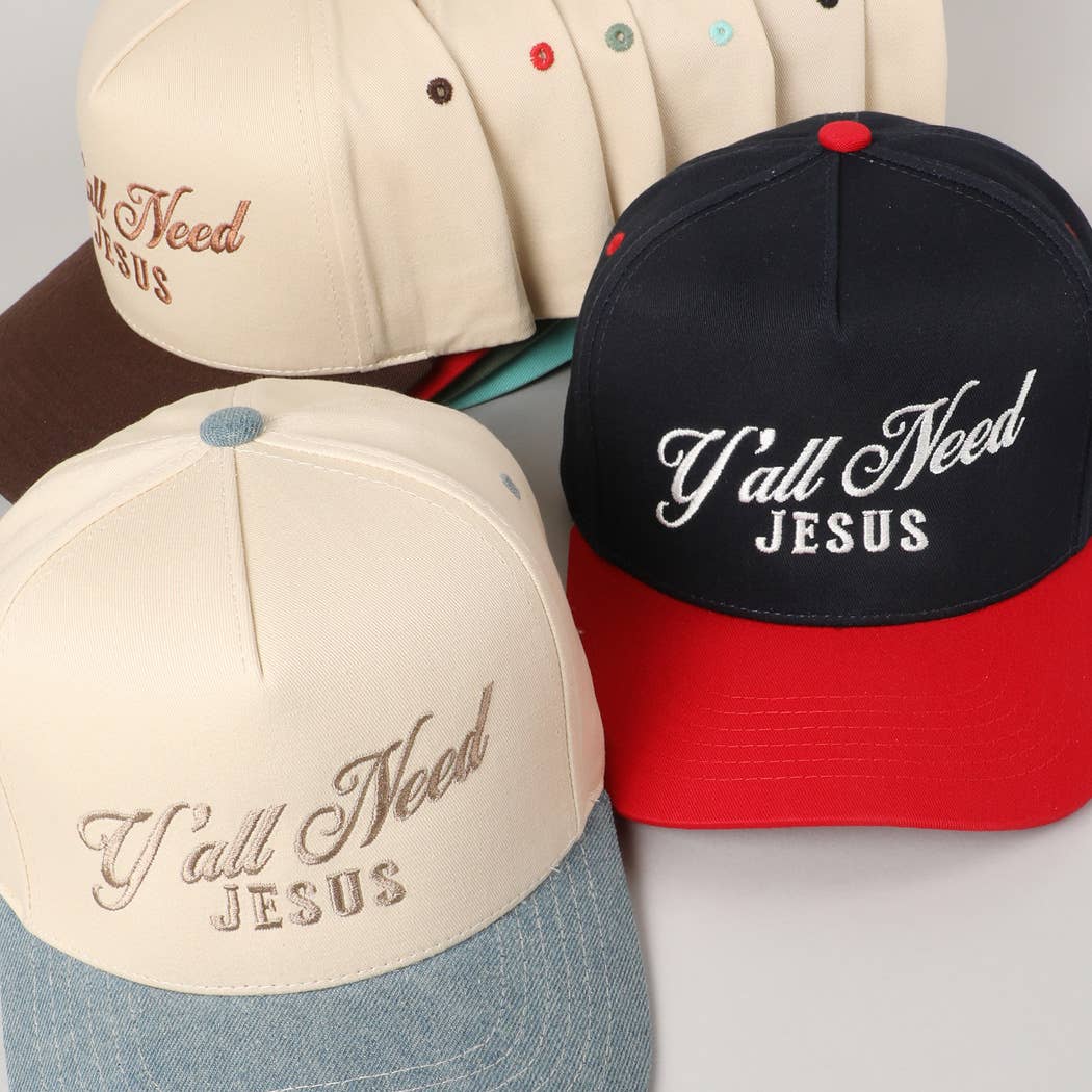 Fashion City - Wholesale Trucker Hat - Unisex - Y'all Need Jesus Lettering Embroidered Trucker Hat30
