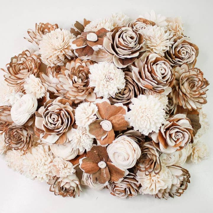Sola Wood Flowers - Wholesale Artificial Flowers - 100 Random Assorted Wood Flowers