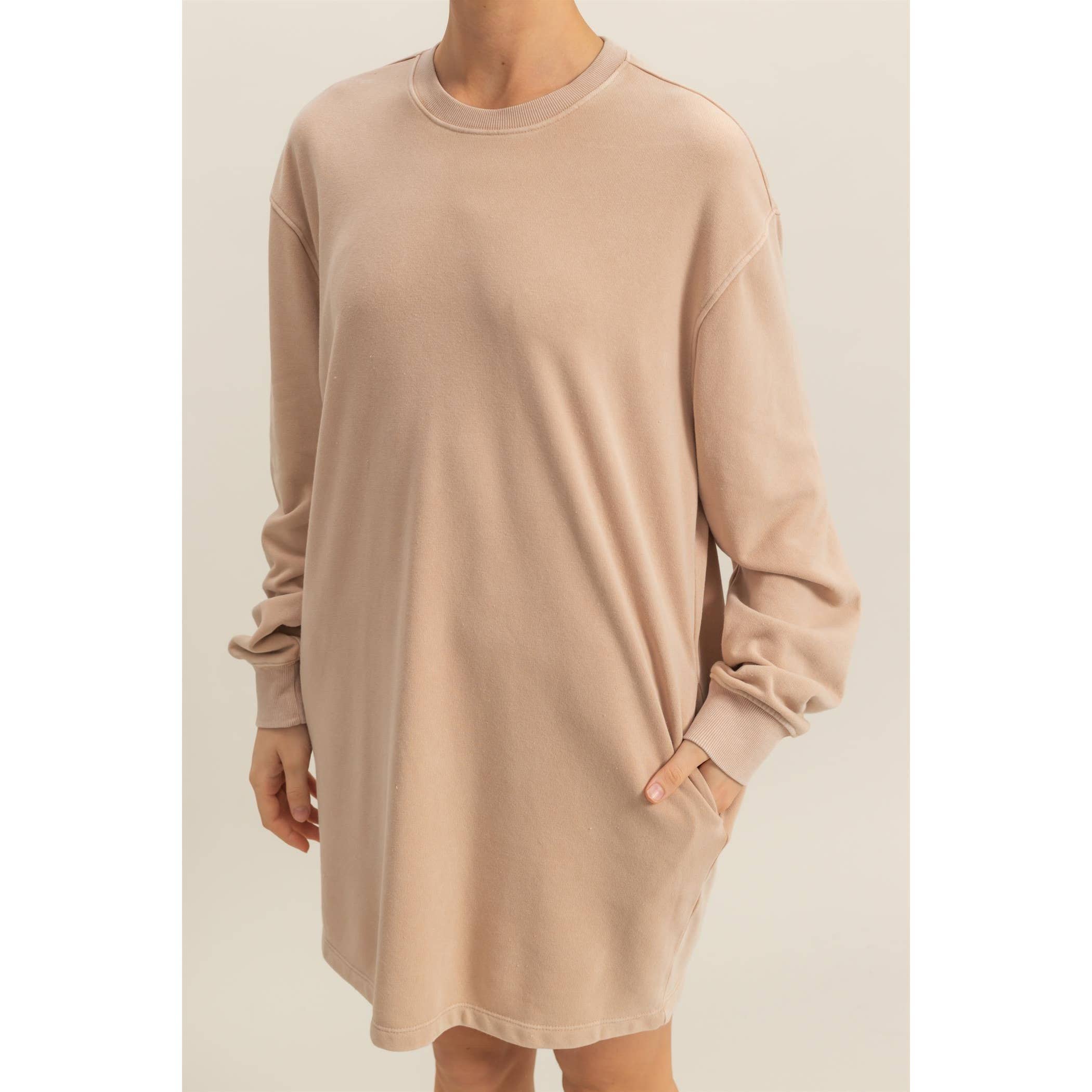 Double Zero - Wholesale Dress - Women's - Long Sleeve Oversized Mini Dress46