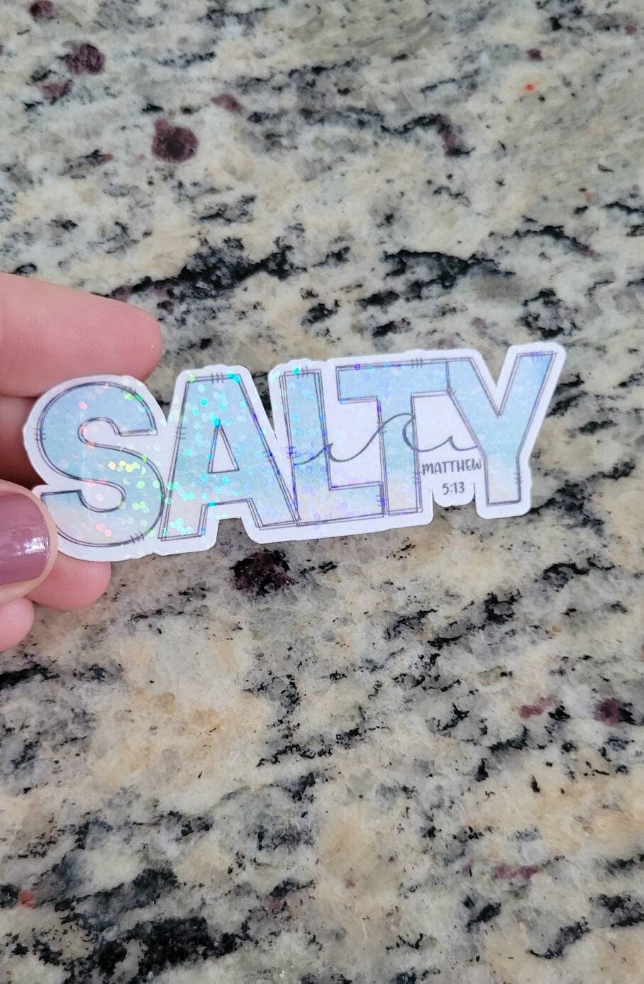 Dashmonograms - Venta al por mayor Pegatina - Adhesivo de vinilo Be Salty, Matthew 5:13, resistente al agua3