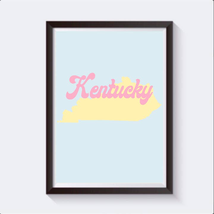 Kentucky Retro Map Travel Print - Available in 6 sizes for wholesale by 2 Sisters