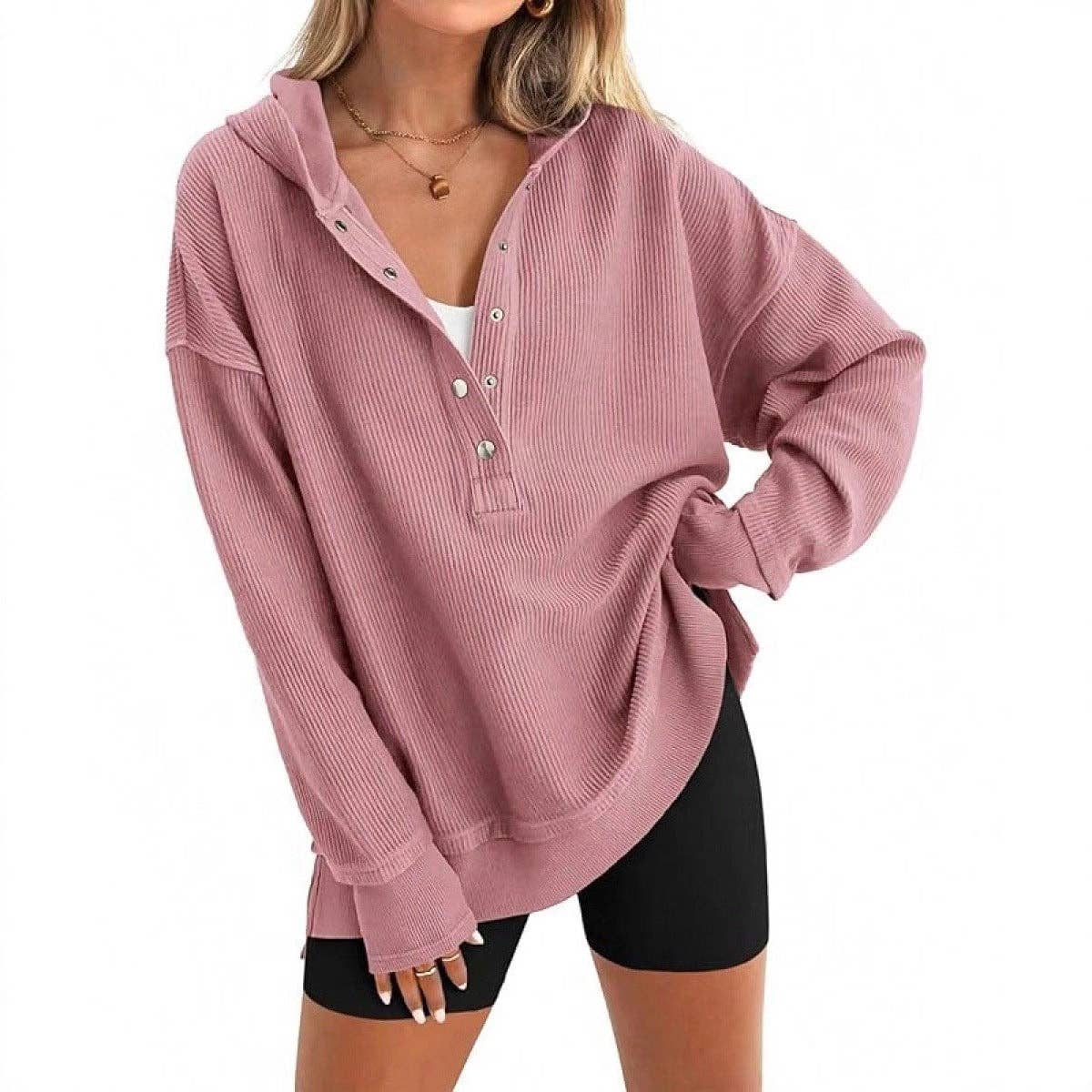 Masyal - Wholesale Hoodie - Women's - Hoodie Autumn Winter Solid Color Raglan Sleeve Sweatshirt11