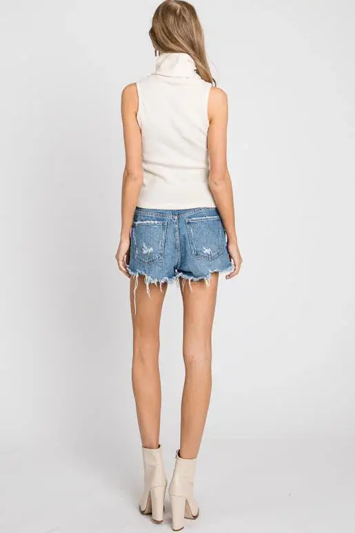 Crème Haut en maille à col roulé - T30655C en vente sur Faire6