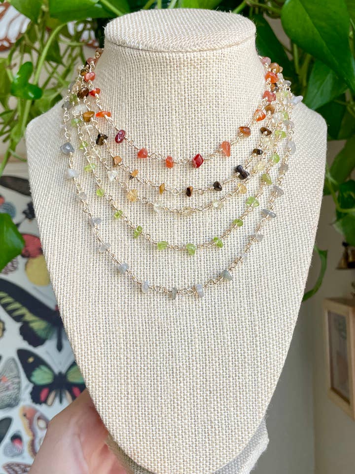 Guld Dainty Crystal Chain Link Chokers for engroshandel hos Bohindie Silver