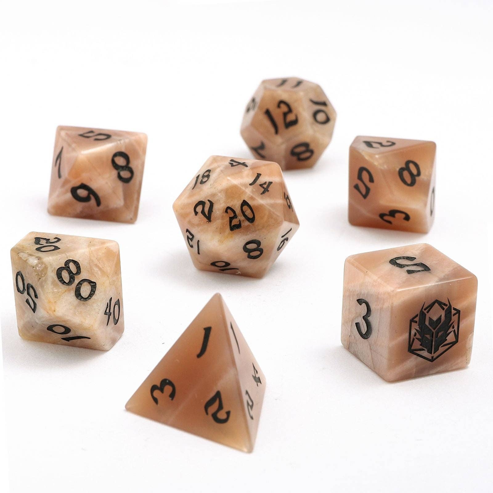 Hymgho Premium Dice - Wholesale Dice - Dragon's Hoard Gemstone Dice - Moonstone1
