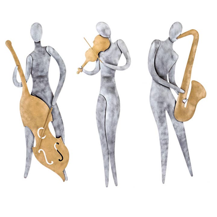 ARTIA LTD - Wholesale Wall Accent - Cello Player Figurine, Modern Metal Wall Decor 55cm2