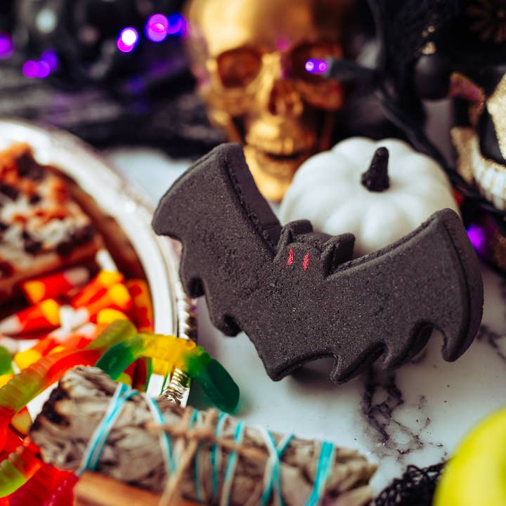 Going Batty Bat Halloween Vegan Bath Bomb for wholesale by Pure Poetry Cosmetics