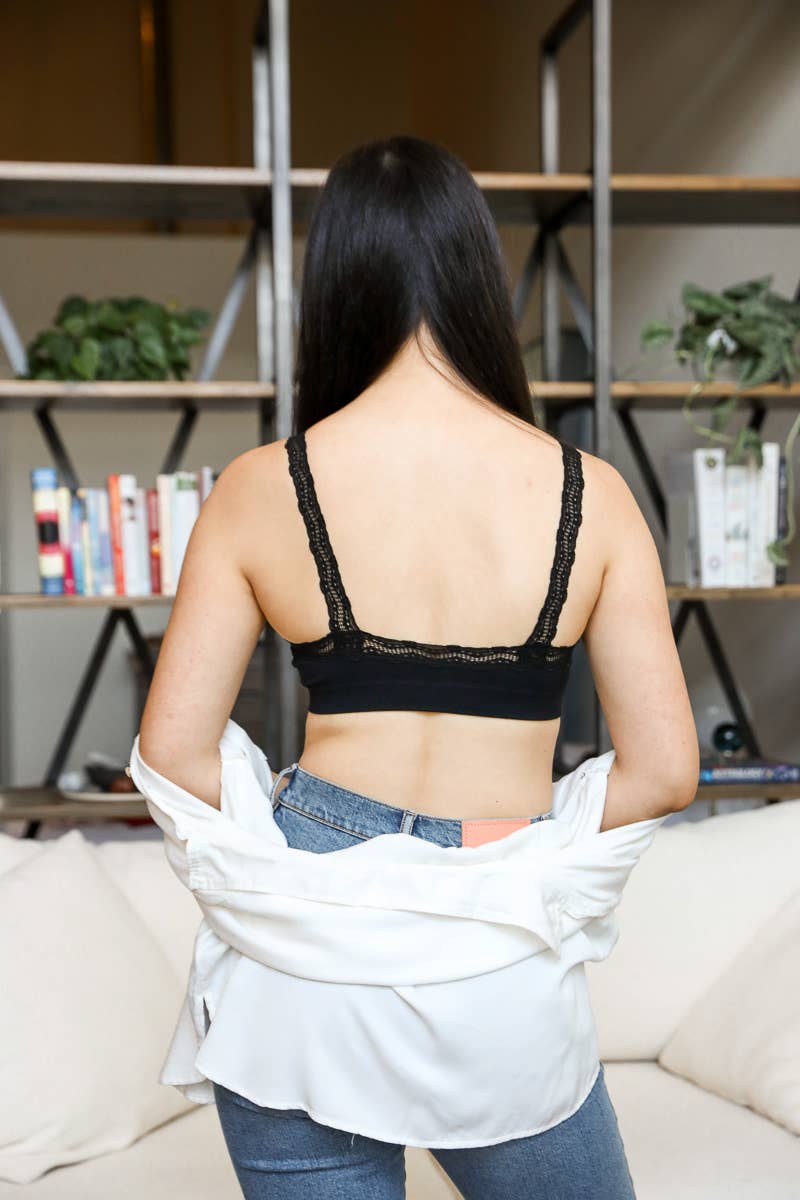 Leto Accessories - Wholesale Bralette - Women's - Lace Trim Padded Bralette - Romantic Lace Trim9