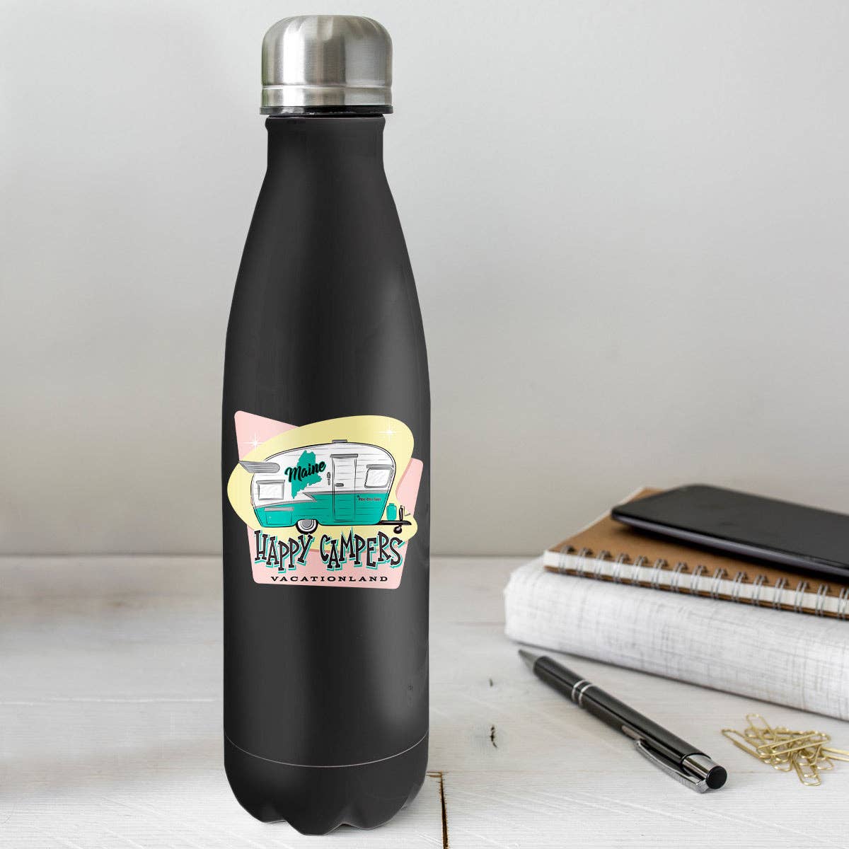 RetroPlanet - Wholesale Phone & Laptop Stickers - Maine Happy Campers Trailer Vacationland Mini Sticker 20 ct1