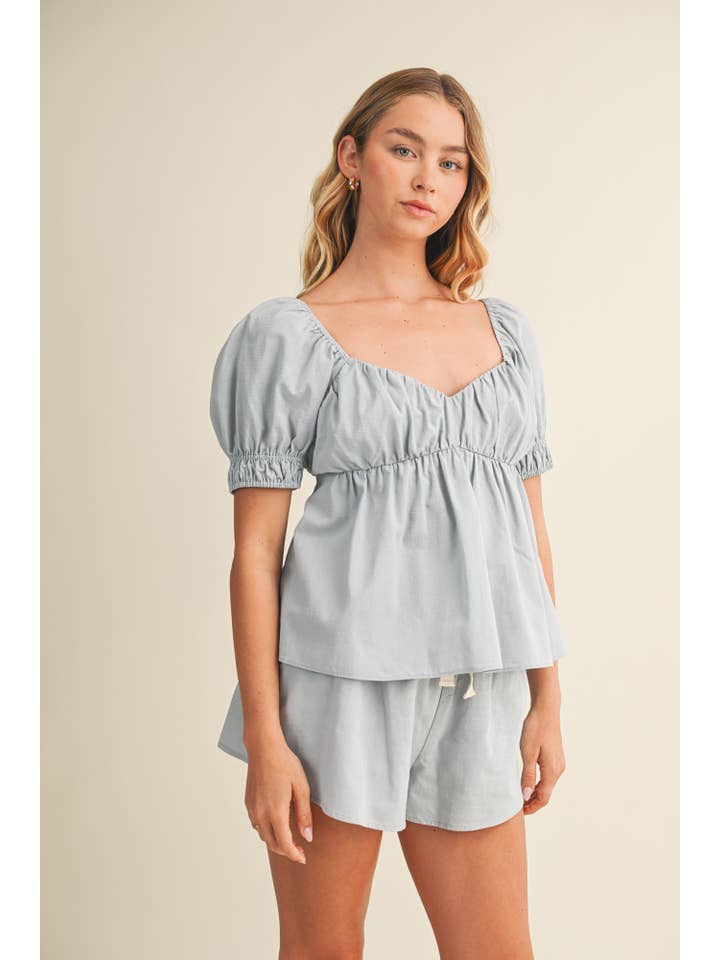 Mustard Seed - Wholesale Blouse - Women's - OPEN BACK PUFF SLEEVE TOP9