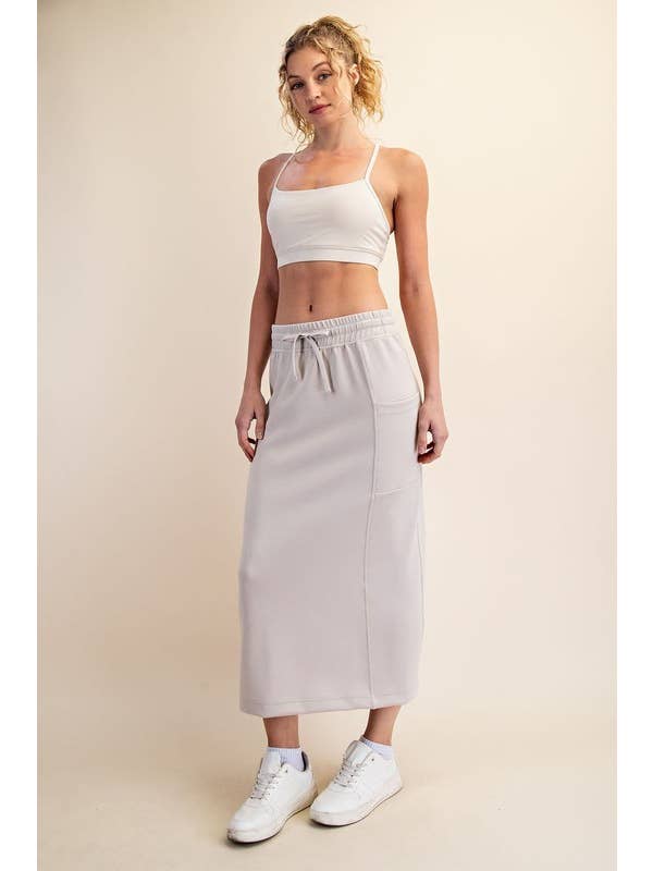 Sunday Morning - Wholesale Skirt - Women's - S327037- RELAXED FIT MODAL SCUBA LONG SKIRT3
