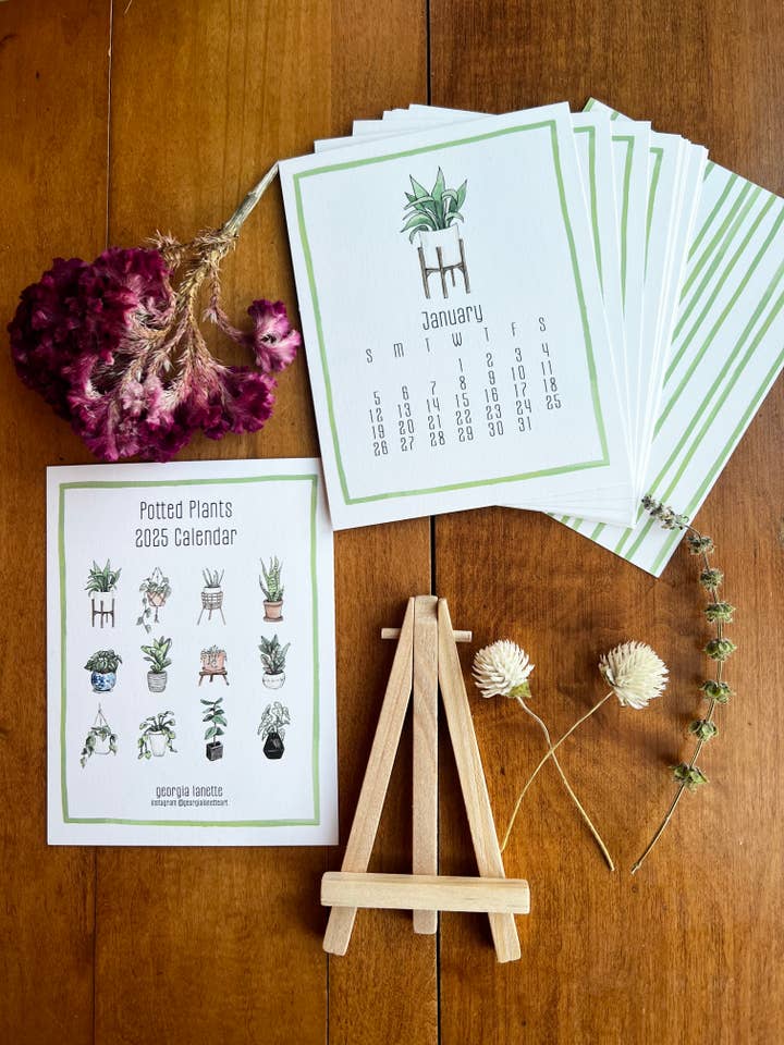 Calendrier des plantes en pot 2025 pour la vente par Georgia Lanette Art