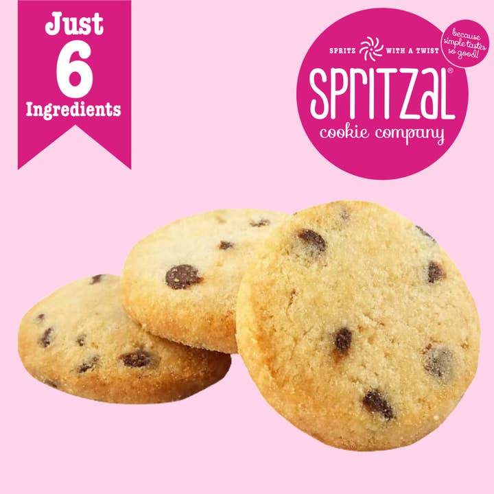 Spritzal Cookie Company - Wholesale Biscuit - Almond Chocolate Chip Shortbread Cookie Bites 5oz- Case of 84
