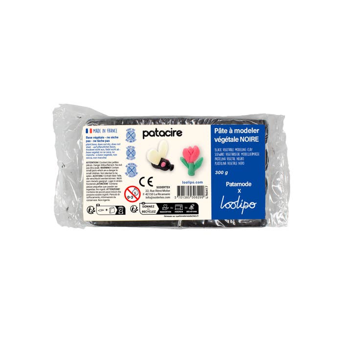 LOOLIPO - Venta al por mayor Masilla/limo - Niños - ARCILLA PARA MODELAR VEGETALES NO SECANTE - 300 G - NEGRA