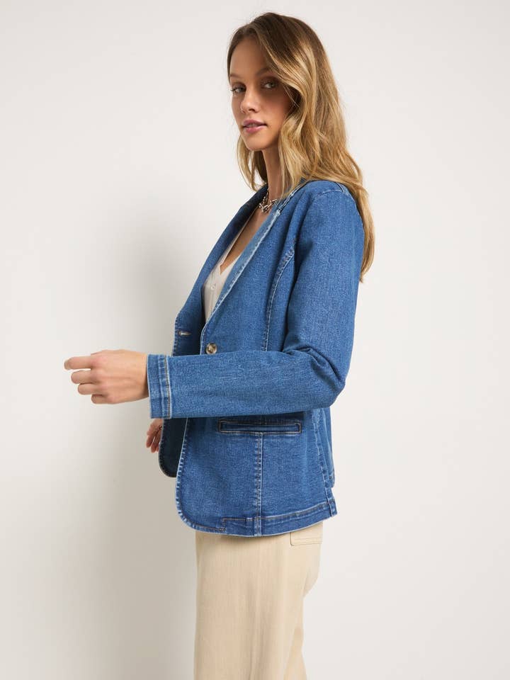 Medium Wash Pacific Heights Denim Blazer for wholesale on Faire