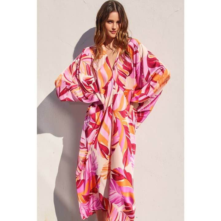 BELLFLOWER GLOW Berry Kiss Maxi Kaftan Dress for wholesale on Faire