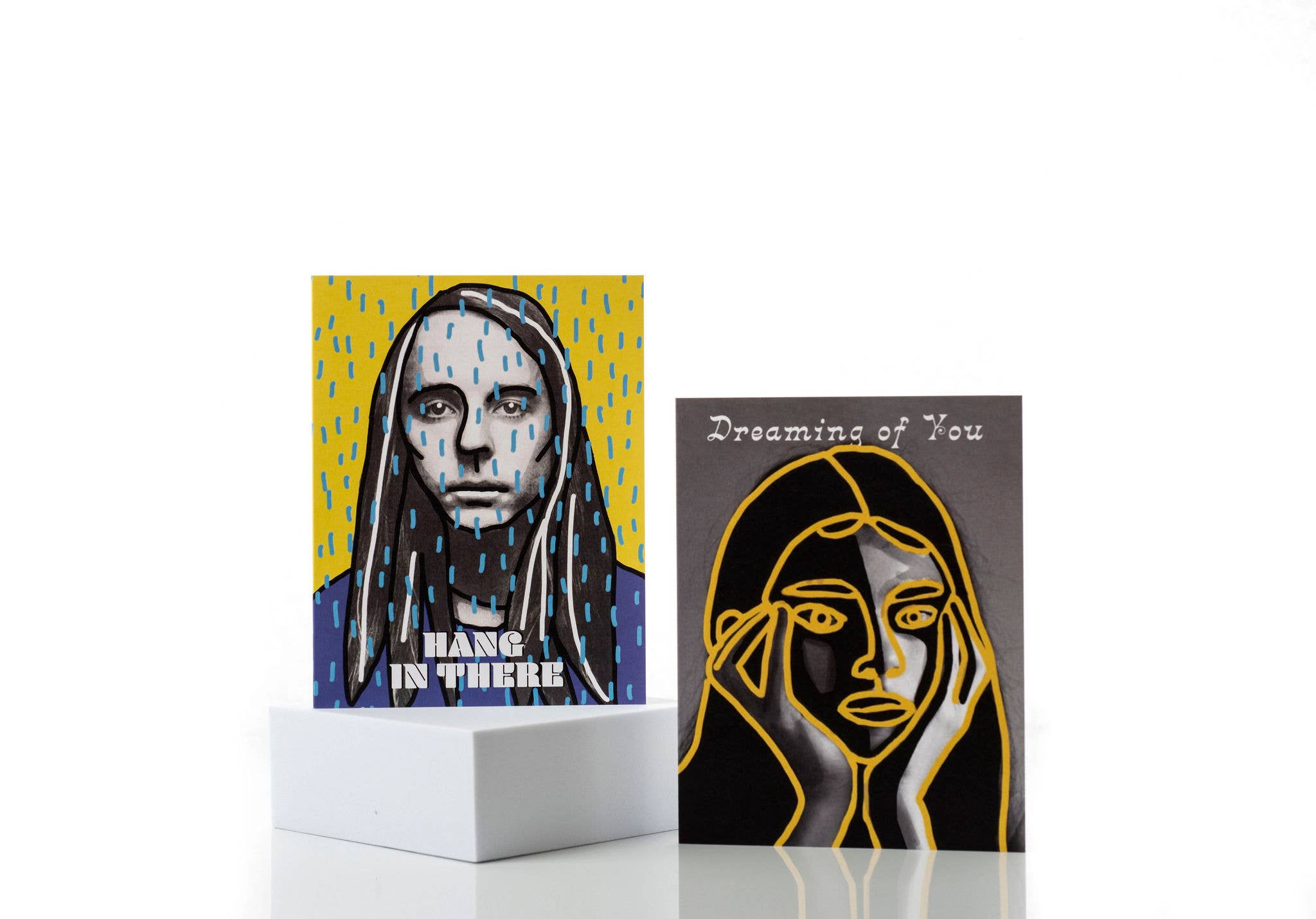 Carla Cards – Cartão de amor por atacado – Sonhando Contigo / Cartão de Arte Único Pensando em Ti Menina Artística2