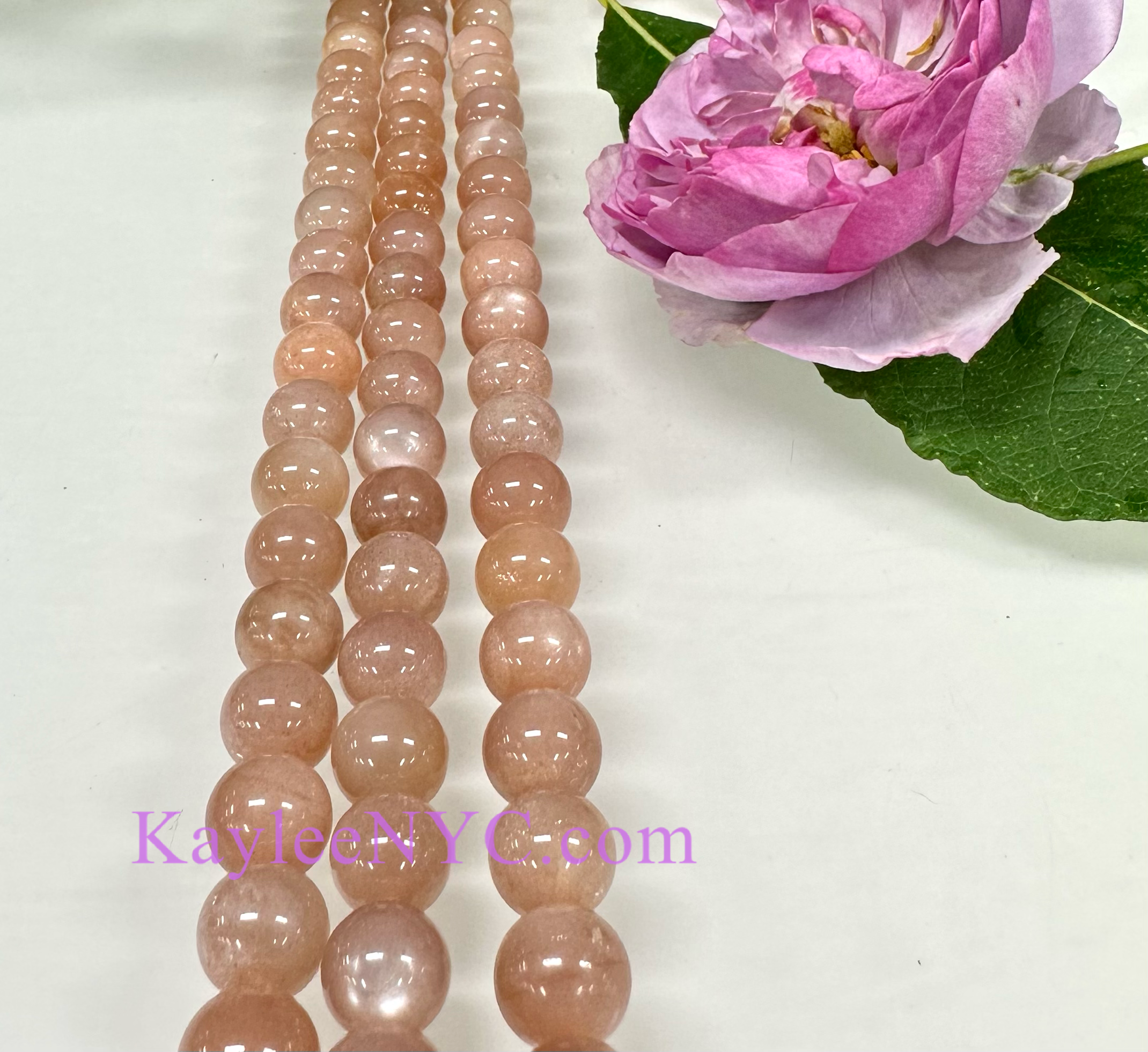 KayleeNYC - Wholesale Beads - 8mm Natural Peach Moonstone beads 15.5”3