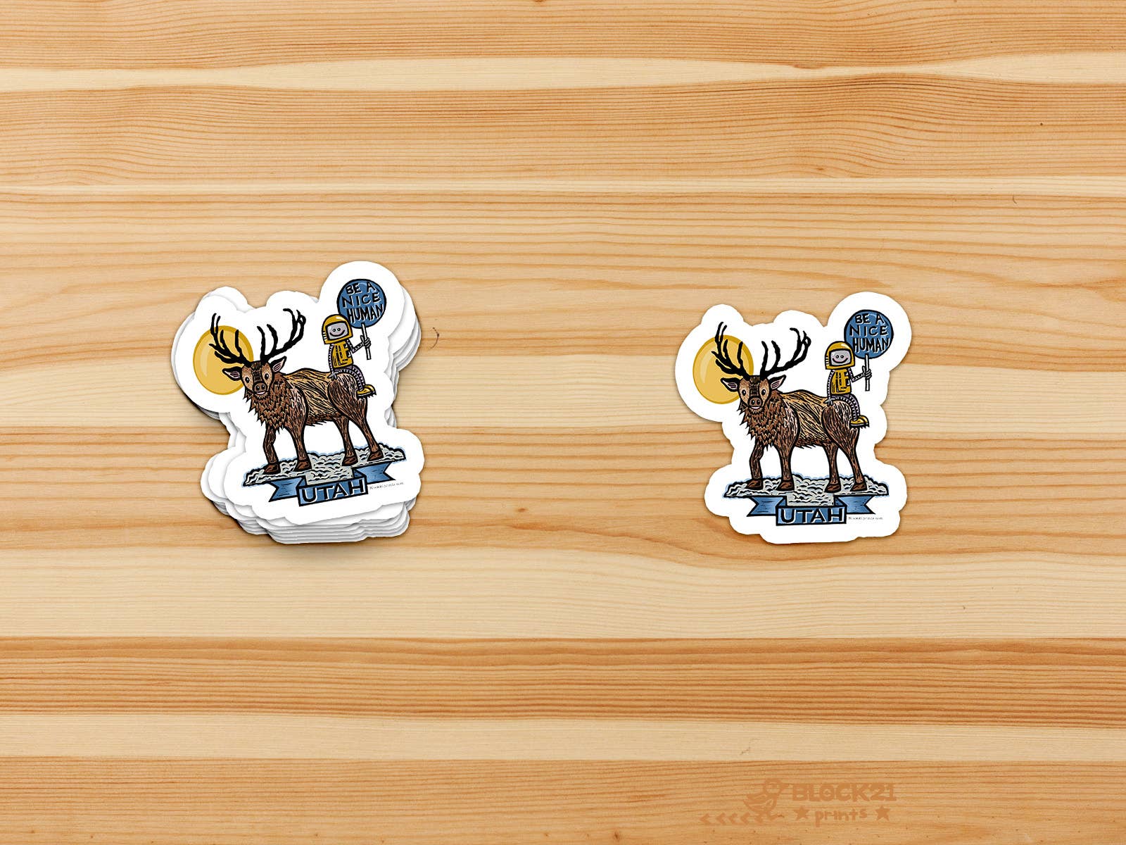 Block21Prints - Wholesale Sticker - Utah Be Nice Sticker – State Kindness Rocky Mountain Elk2