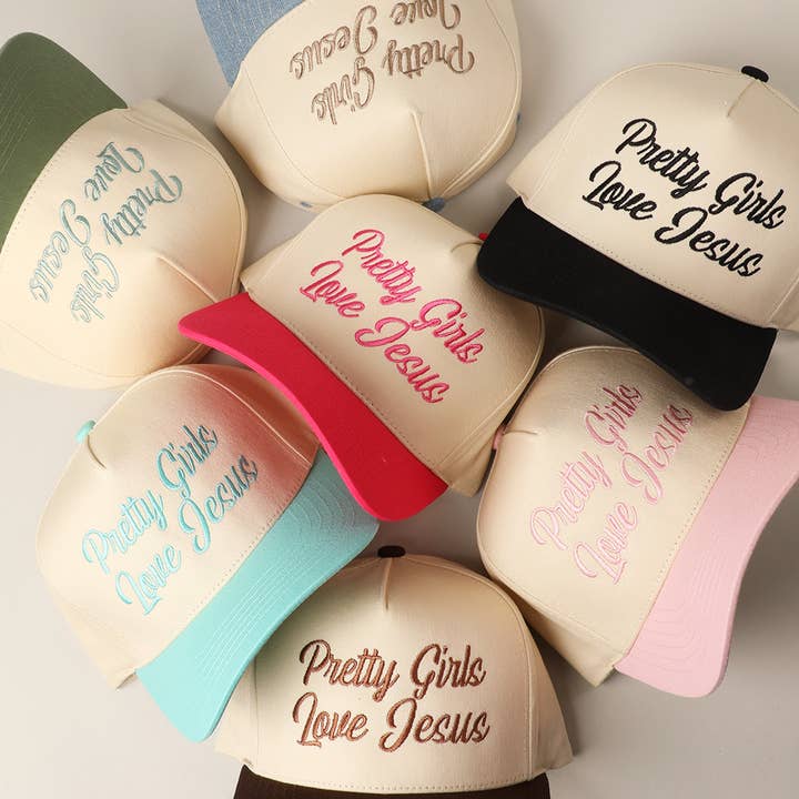 Fashion City - Venta al por mayor Gorra trucker - Mujer - Gorra de Camionero Bordada "Las Chicas Bonitas Aman a Jesús"