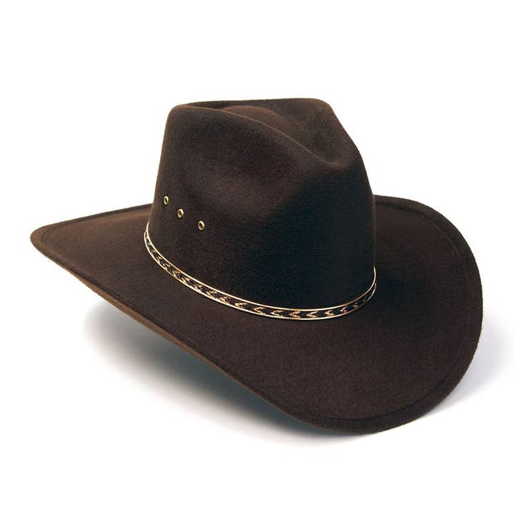 Western Express - Wholesale Cowboy hat – Unisex - Brown Felt Finish Western Pinch Front Hat1