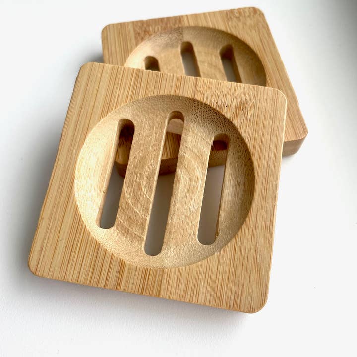 Ani’s Market LLC - Wholesale Bath Soap Dish - Bamboo Wood Tray for Soap, Shower Steamers Round Square 3"3
