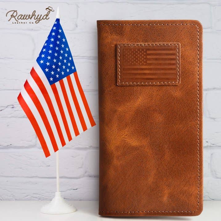 RAWHYD Leather Co. - Wholesale Wallet - Men's - RAWHYD Leather American Flag Wallet for Men | Full-grain 6.75" x 3.5”