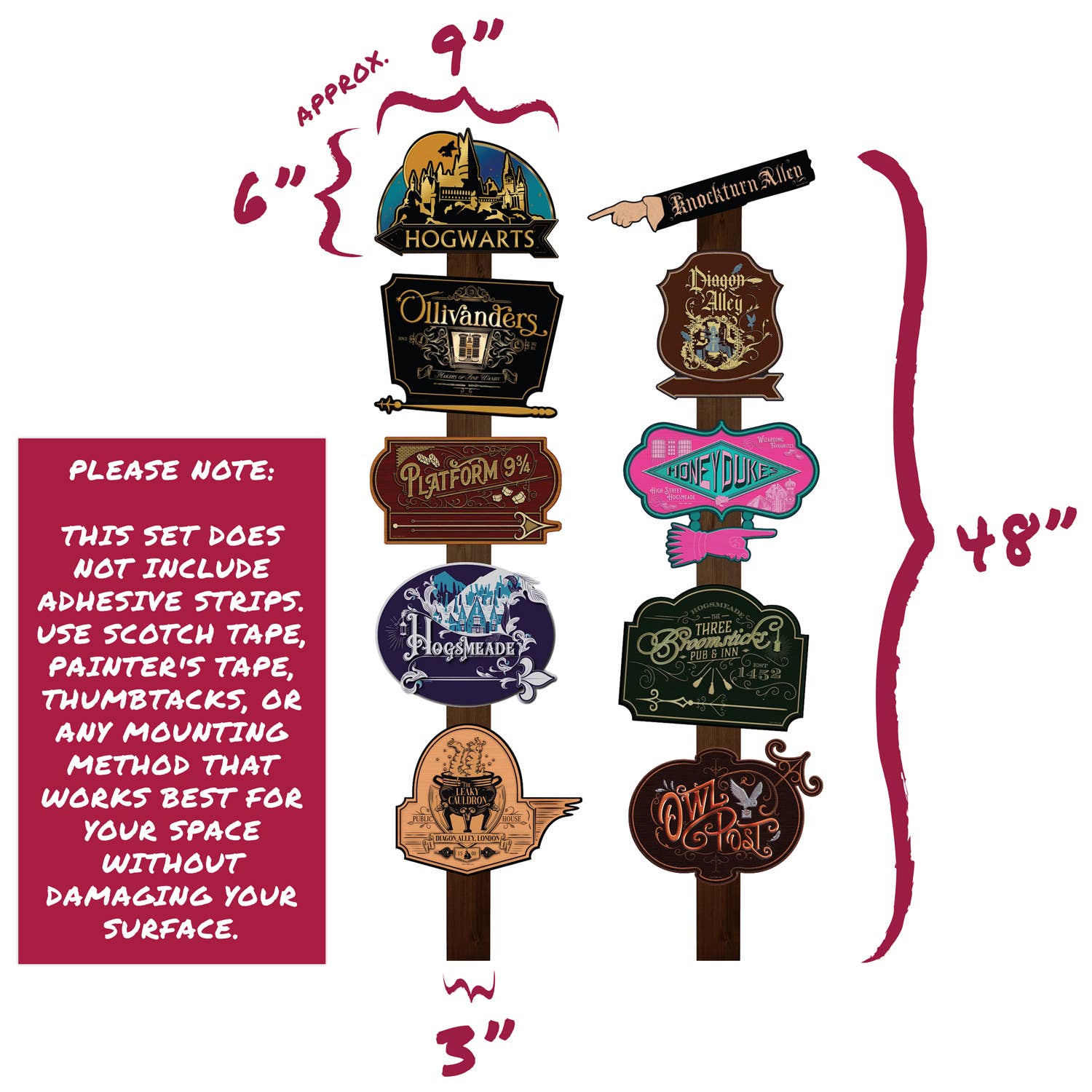 Conquest Journals - Wholesale Sign - Harry Potter Directional Signs (12-Piece 10 Signs & 2 Posts)11