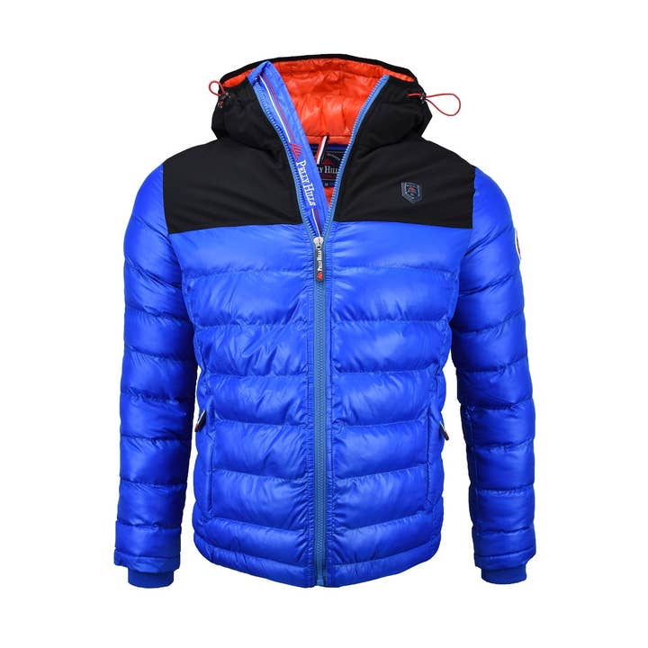 Chaqueta acolchada con capucha bicolor azul royal de estilo náutico para venta al por mayor de PELLY HILLS