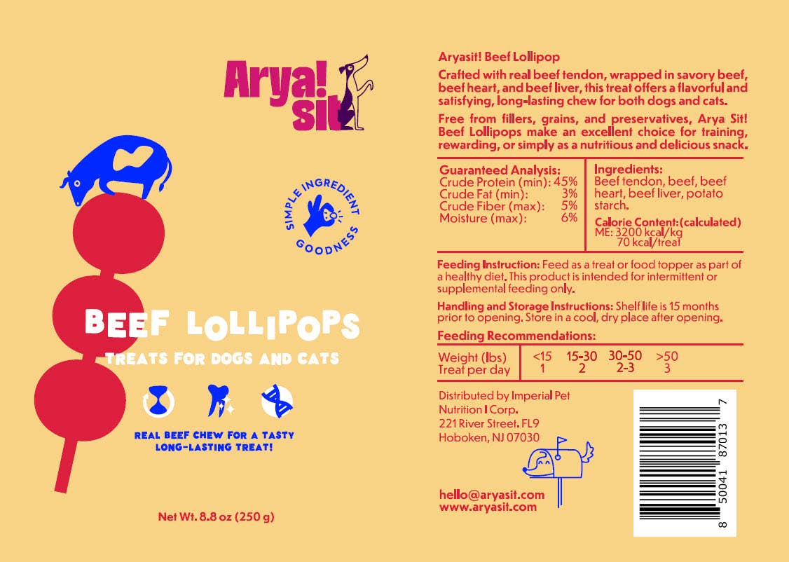 Arya Sit! - Wholesale Pet Treats - Dog - Beef Lollipops4