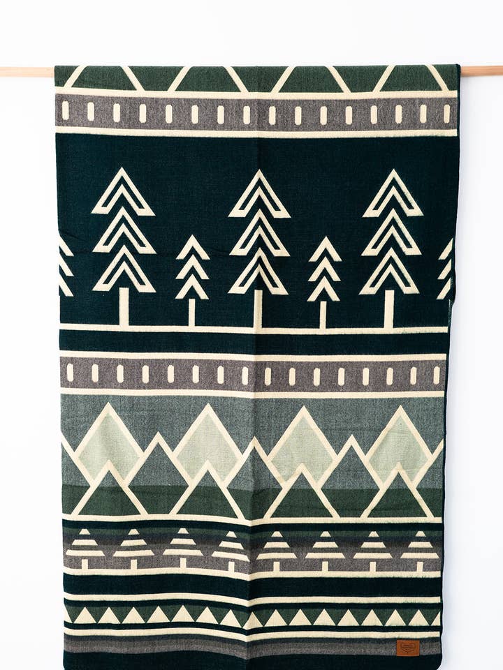 Tree Line Queen Blanket - Balsam Fir for wholesale by Heartprint Threads
