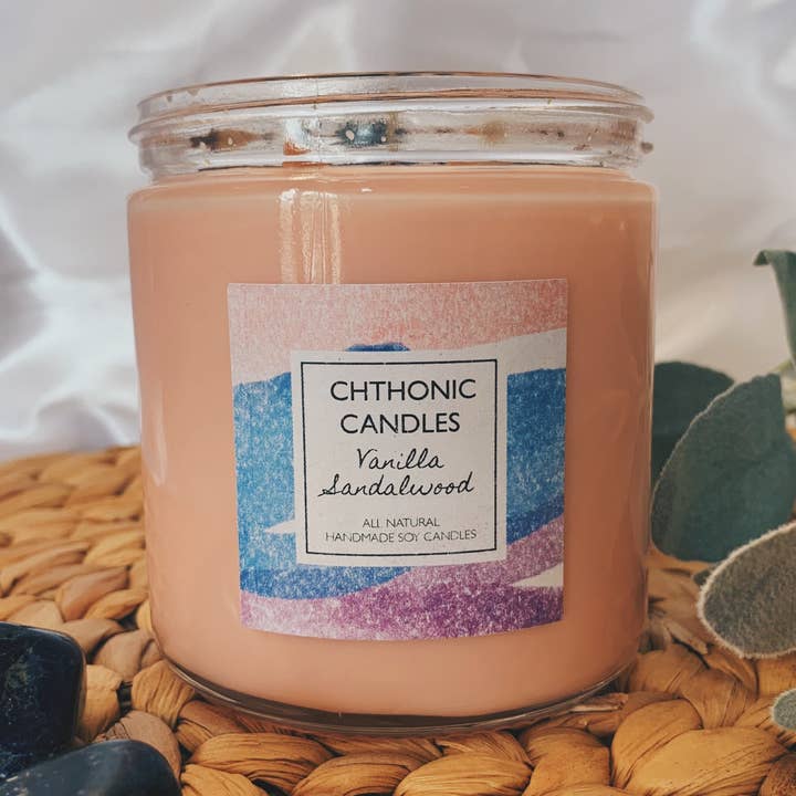 Chthonic Candles Vanilla Sandalwood 16oz for wholesale by Chthonic Co.