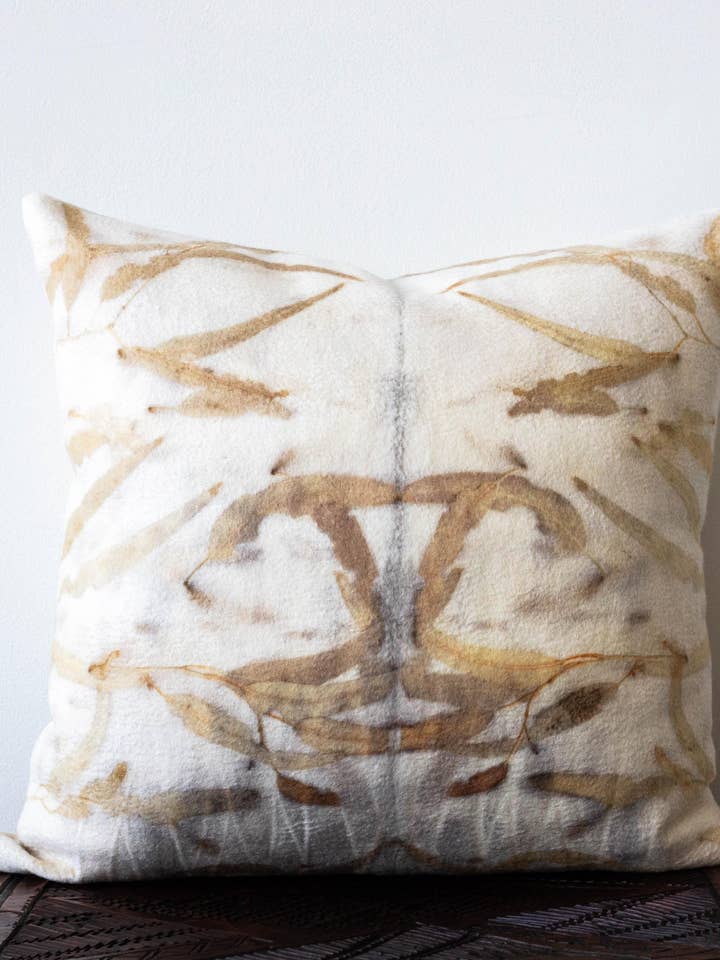 Eco-Print Wool Throw Pillow Cover for wholesale by kanju Interiors