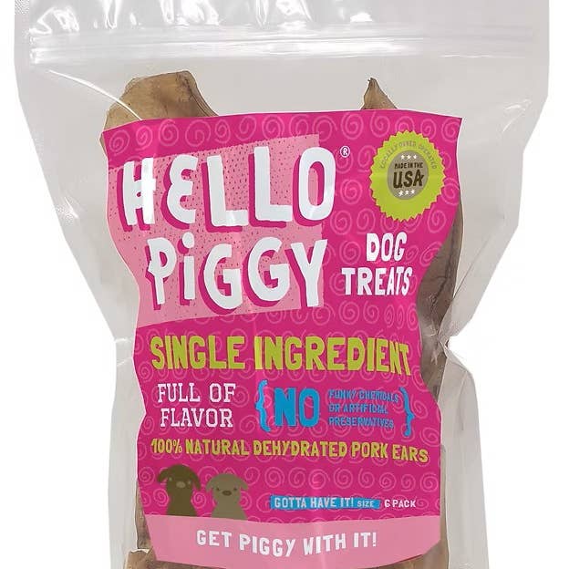 Bare Bites - Wholesale Pet treats – Dog - 6ct Hello Piggy JUMBO Pig Ears case of 12 -Item #865060