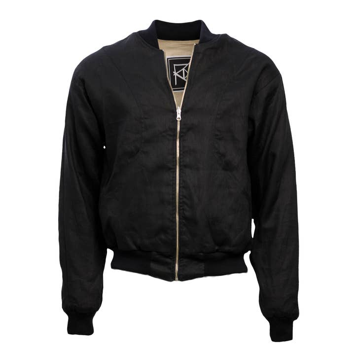Reversible Linen Bomber Jacket for wholesale by RAW WAR
