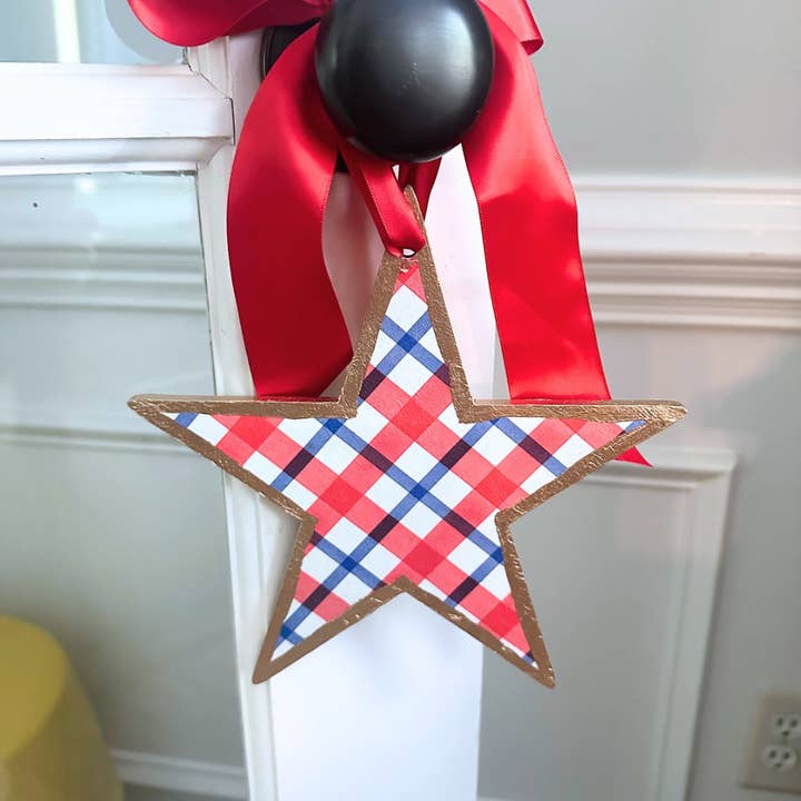 SoCharm Designs - Wholesale Door Hanger - Patriotic Star Handmade Door Hanger - 12”