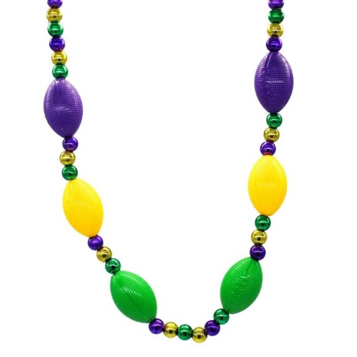 LED Purple, Green and Gold Football Necklace for wholesale by Plush Appeal LLC