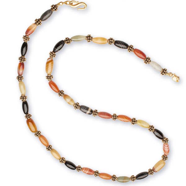Collana con Perle di Agata Fasciata per la vendita all'ingrosso da parte di Discoveries, Inc.