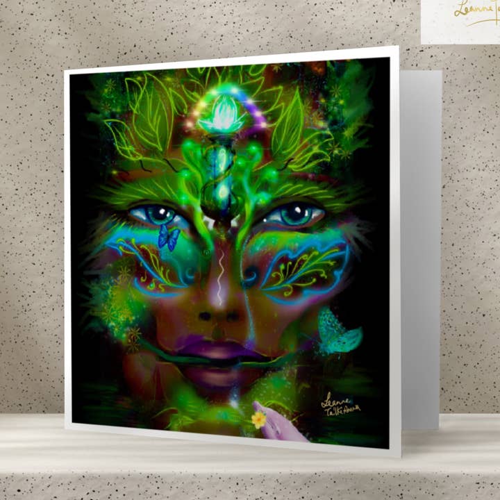 Chamán lemuriano - Tarjeta de felicitación cuadrada para venta al por mayor de Spirit of Lemuria